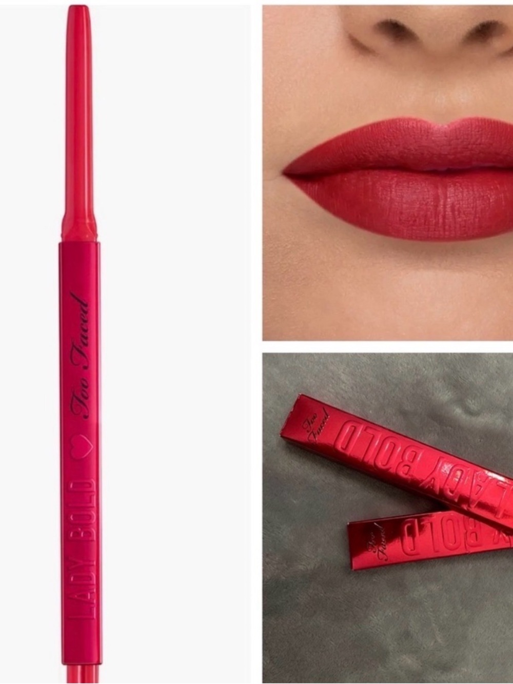 Too Faced Lady Bold Lipstick and‎ lipliner Duo full size NIB - Picture 2 of 5